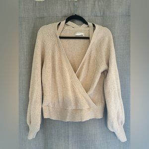 Anthropologie Peach Cross Sweater Size M